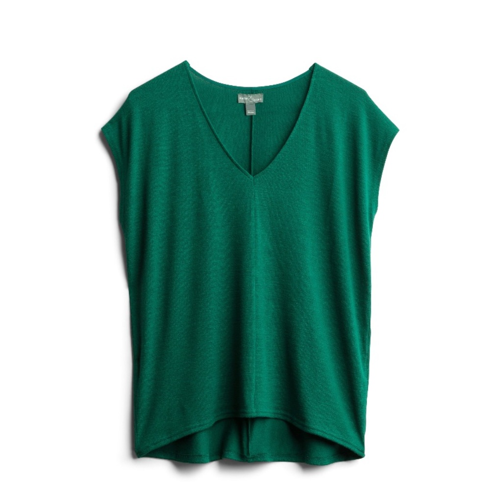 Green short sleeve knit top